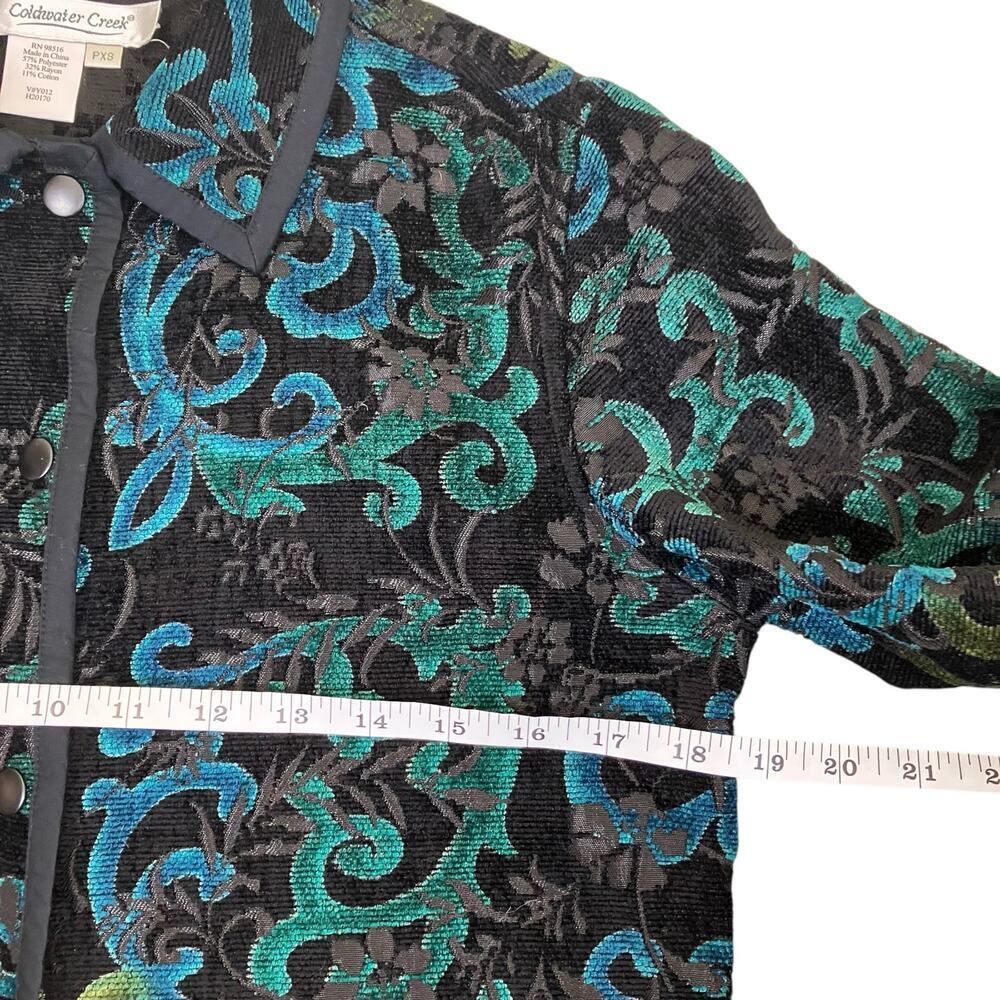 Coldwater Creek Sz XS Pet Brocade Reversible Tapestry Jacket Blazer Green Black - Picture 11 of 16